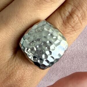 sterling silver hammered square ring size 7.5